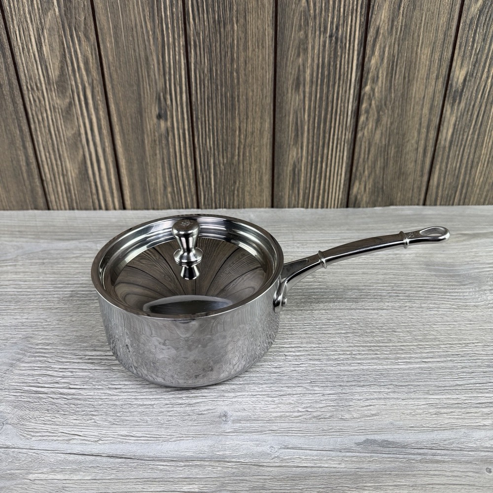 Ruffoni Symphonia Prima 1.5Qt Hammered Stainless Steel Saucepan w/Lid Italy 16cm